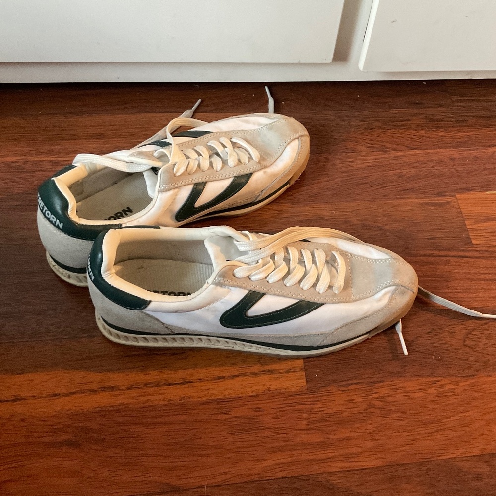 green and white shoes